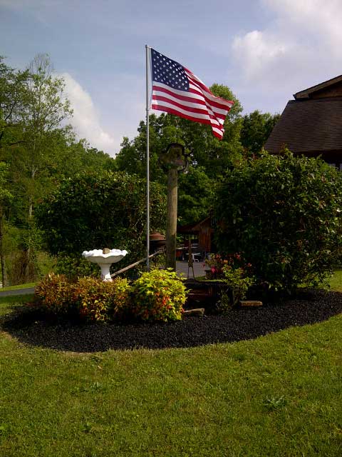 black tire mulch as part of a home path